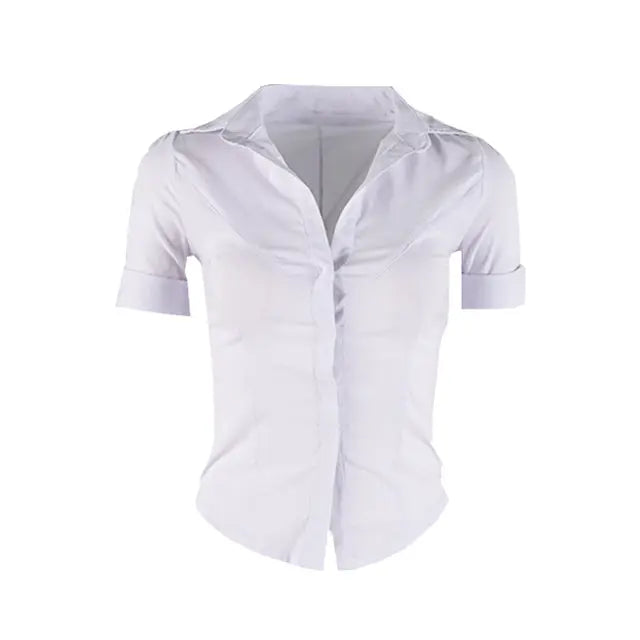 Slim Fit Classic White Color Ladies Tunics Uniform Tops