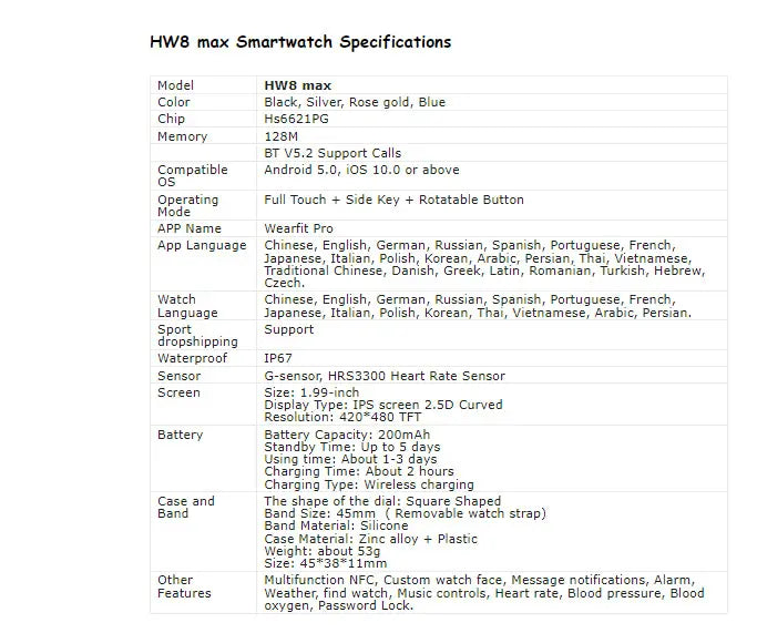 Smartwatch HW8 Max for Men