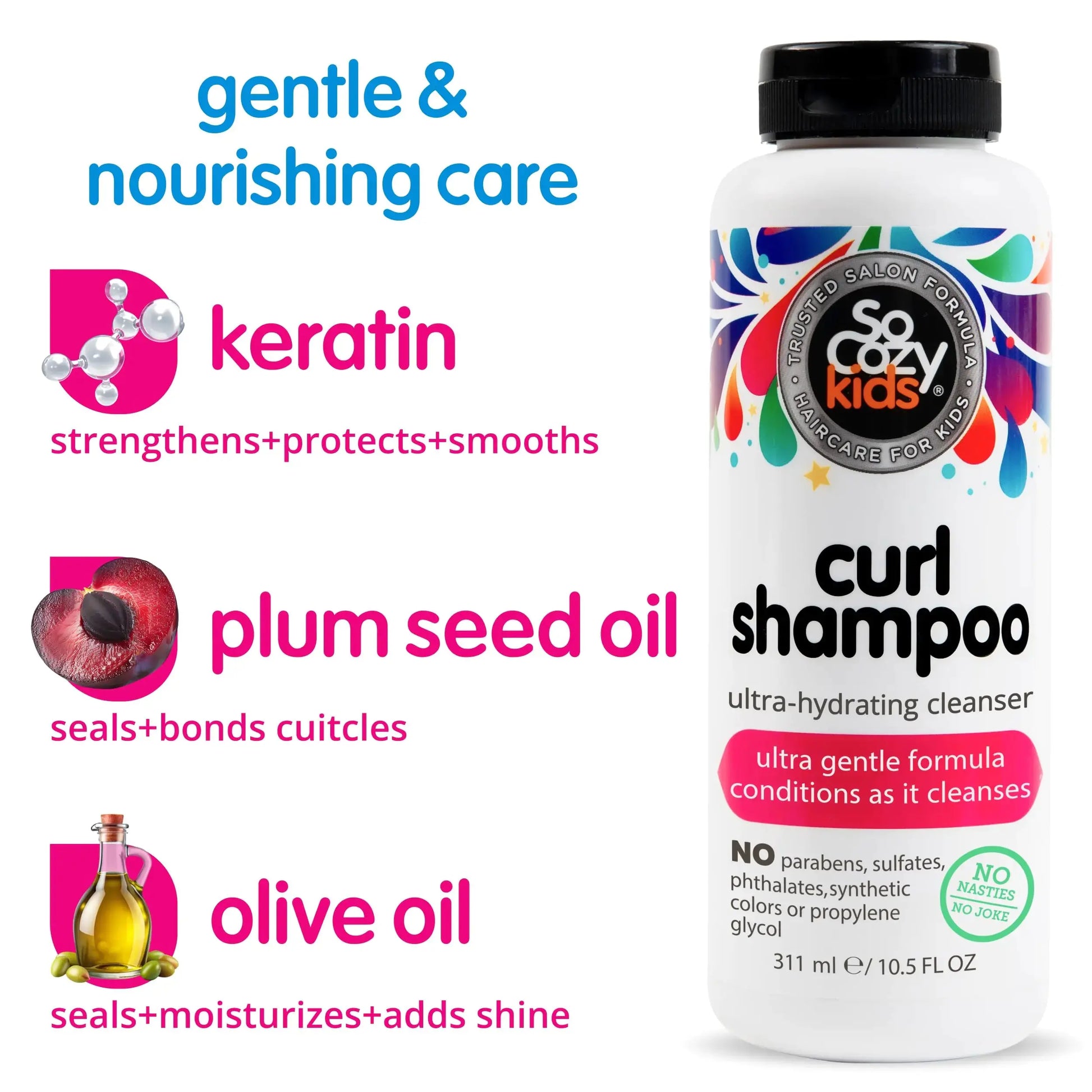SoCozy Kids Curl Shampoo | Ultra-Hydrating Cleanser | No Synthetic Colors or Dyes