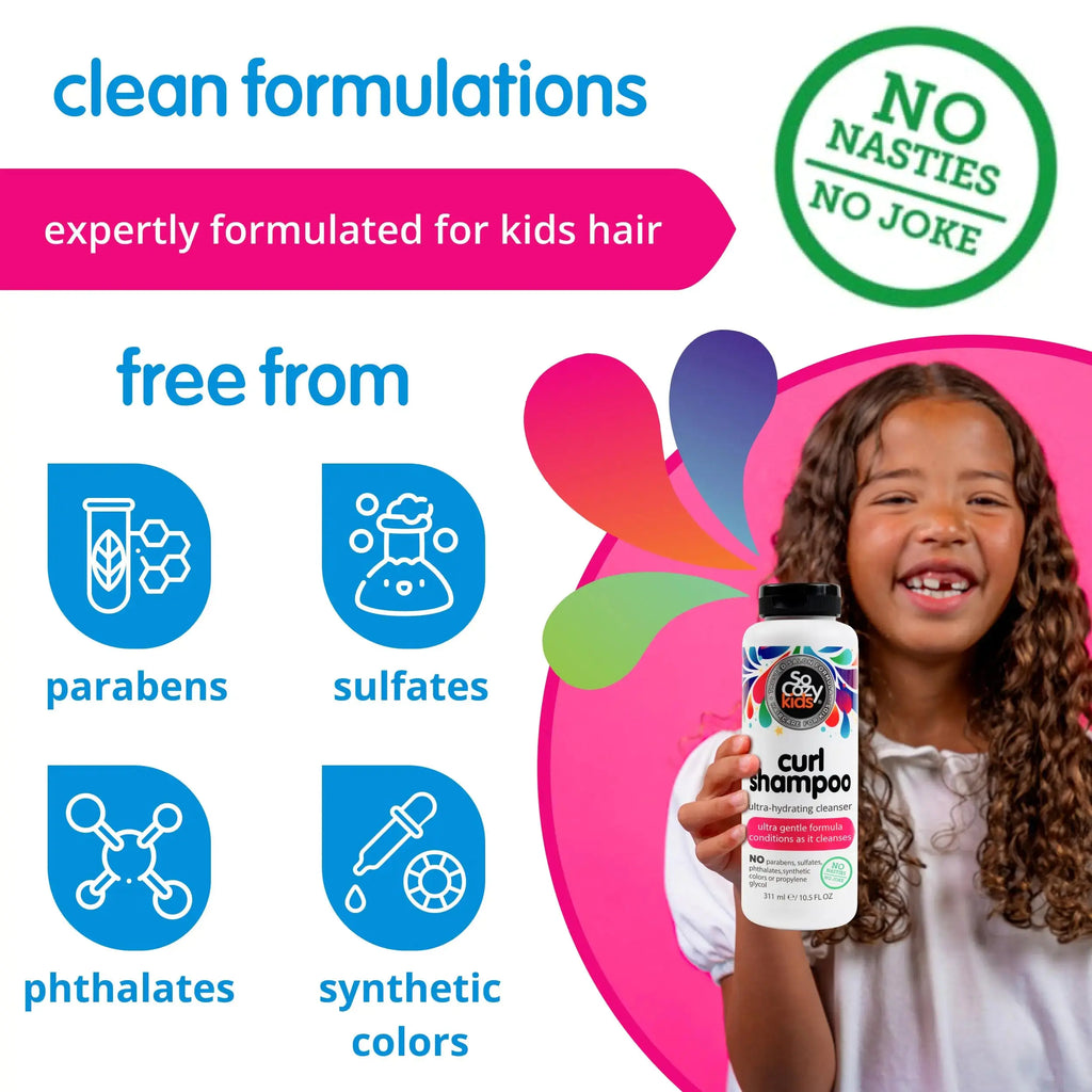 SoCozy Kids Curl Shampoo | Ultra-Hydrating Cleanser | No Synthetic Colors or Dyes