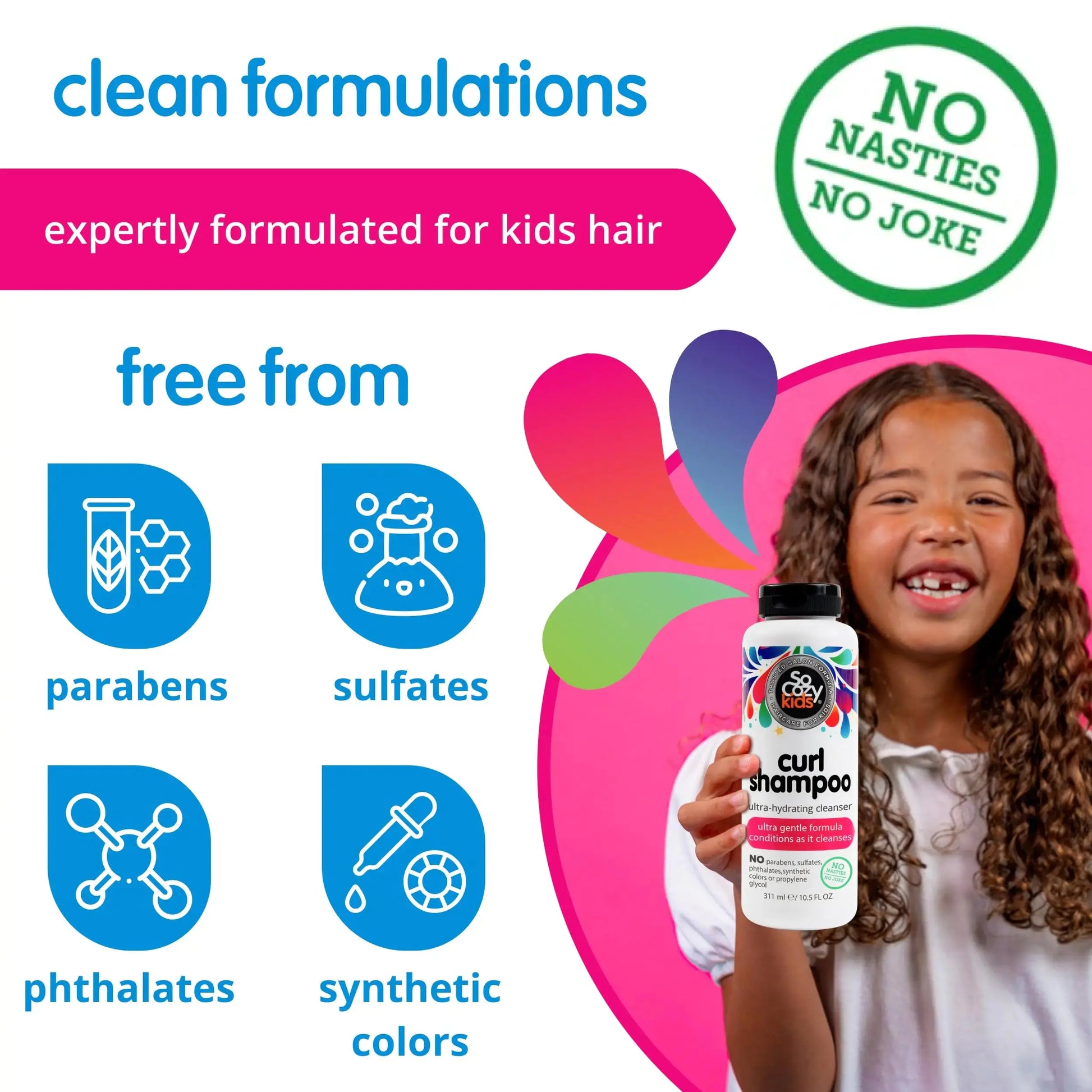 SoCozy Kids Curl Shampoo | Ultra-Hydrating Cleanser | No Synthetic Colors or Dyes