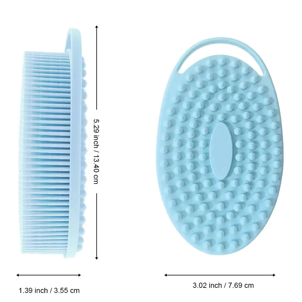 Soft Silicone Body Scrubber(2 PCS) - Silicone Loofah 2 in 1 Bath and Shampoo Brush