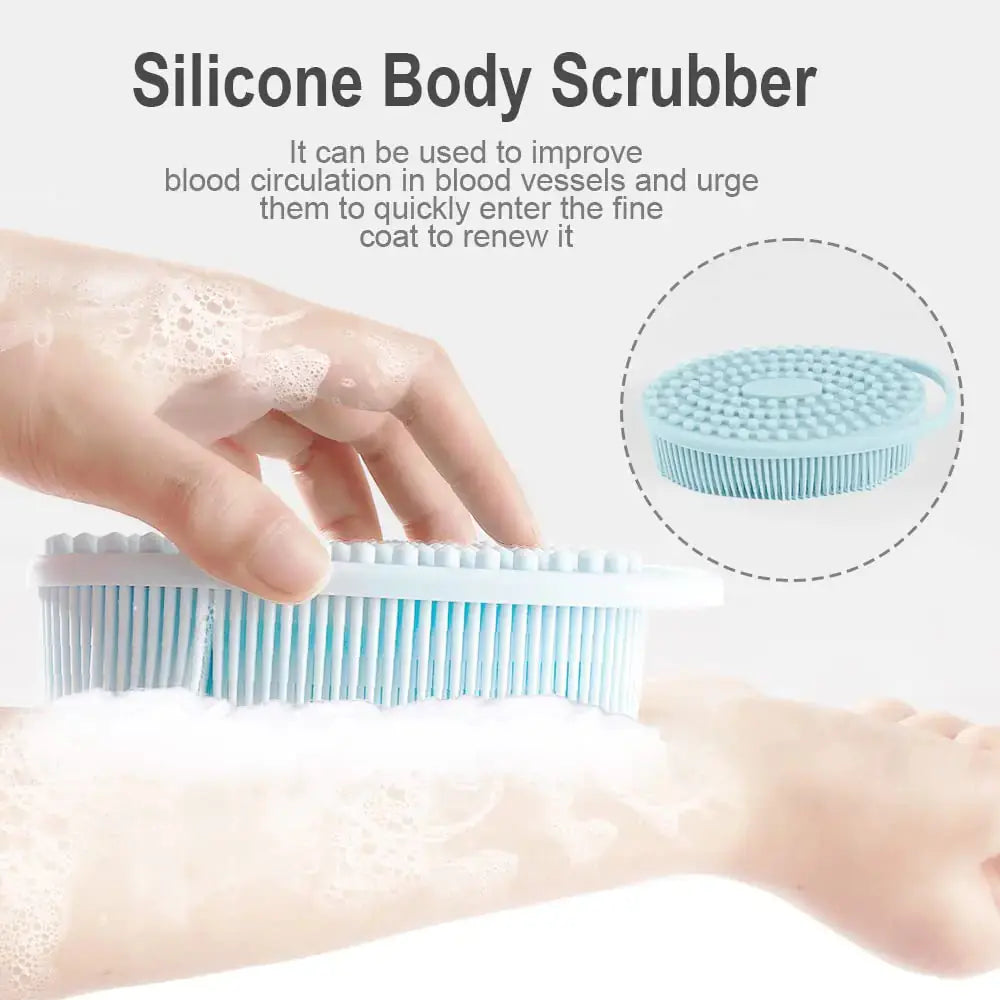 Soft Silicone Body Scrubber(2 PCS) - Silicone Loofah 2 in 1 Bath and Shampoo Brush