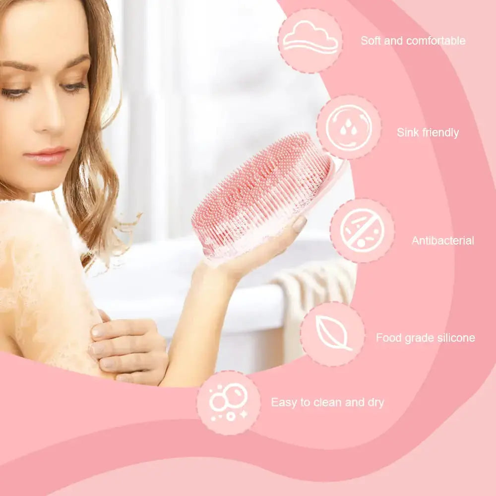 Soft Silicone Body Scrubber(2 PCS) - Silicone Loofah 2 in 1 Bath and Shampoo Brush