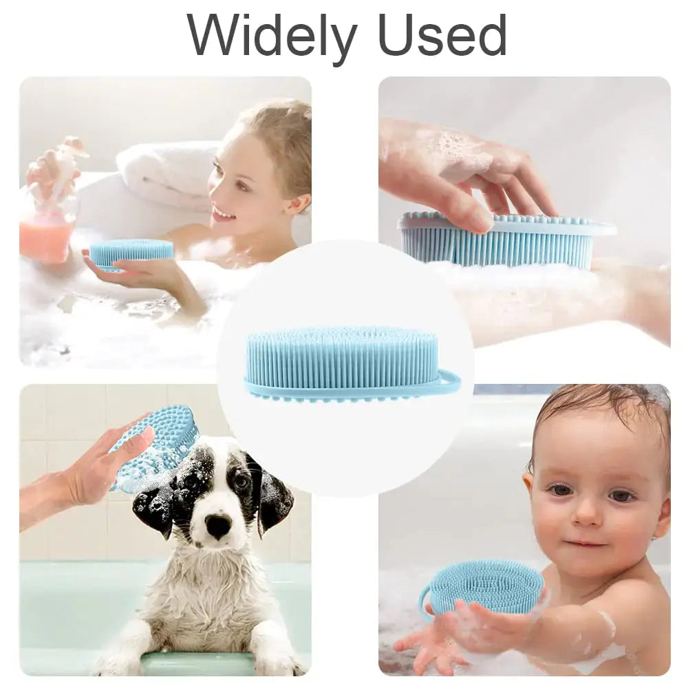 Soft Silicone Body Scrubber(2 PCS) - Silicone Loofah 2 in 1 Bath and Shampoo Brush