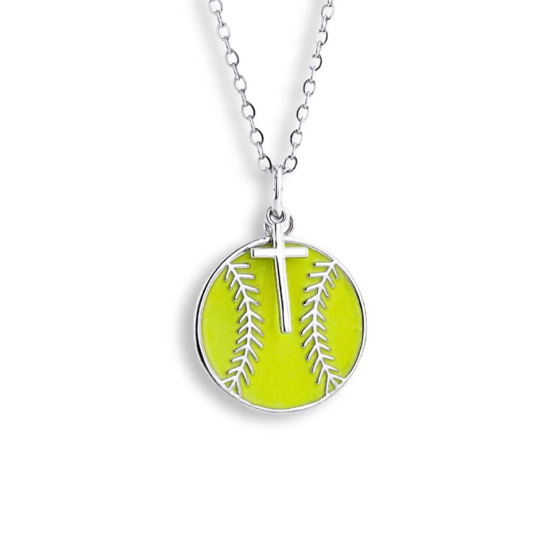 Softball Necklace w/ Dangle Cross