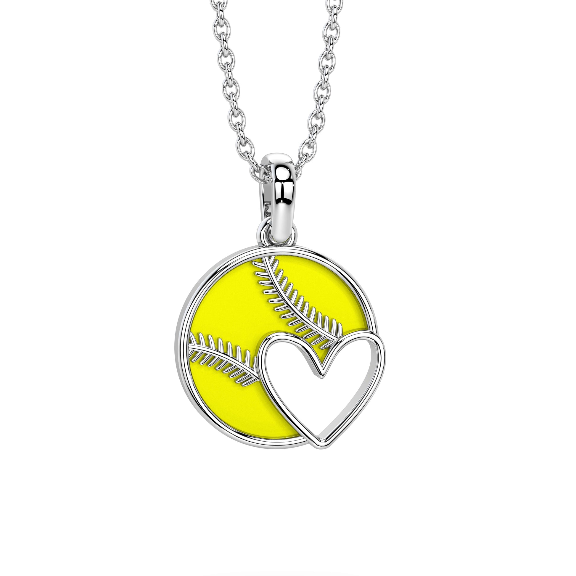 Heart Softball Necklace & Chain