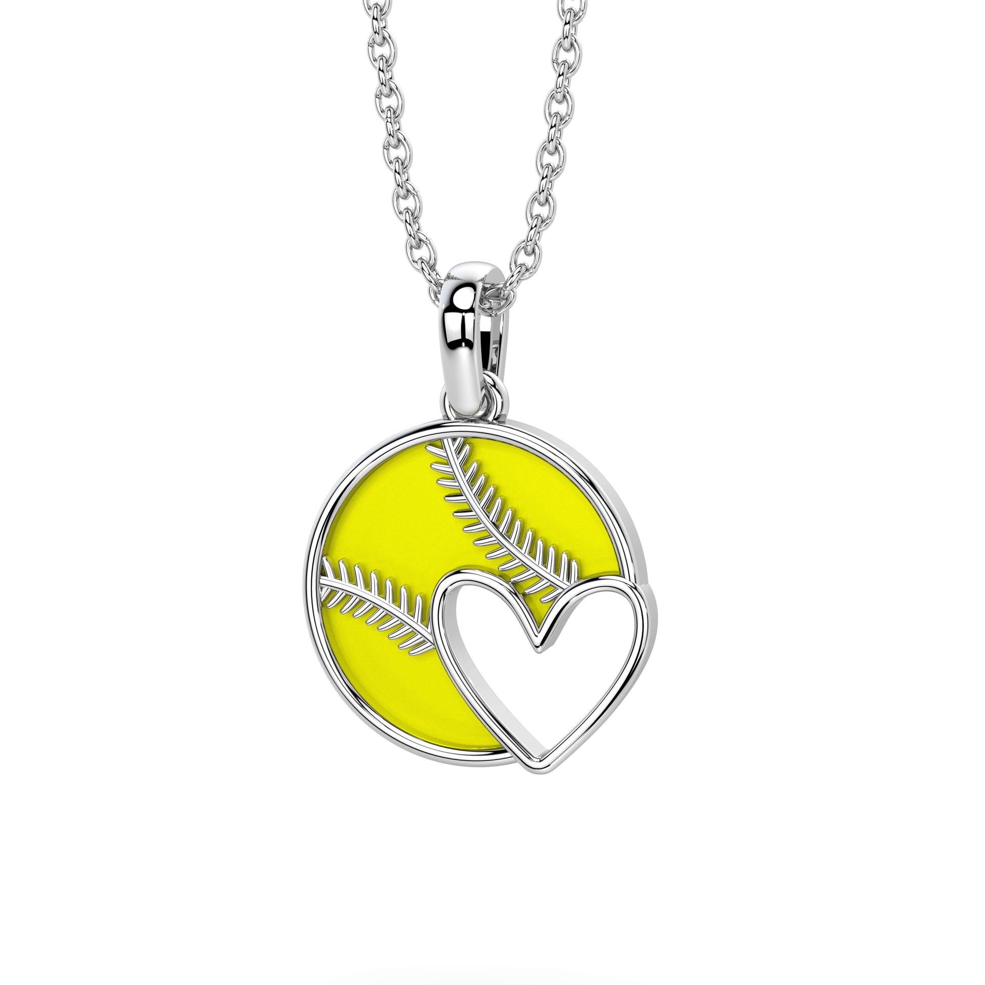 Heart Softball Necklace & Chain
