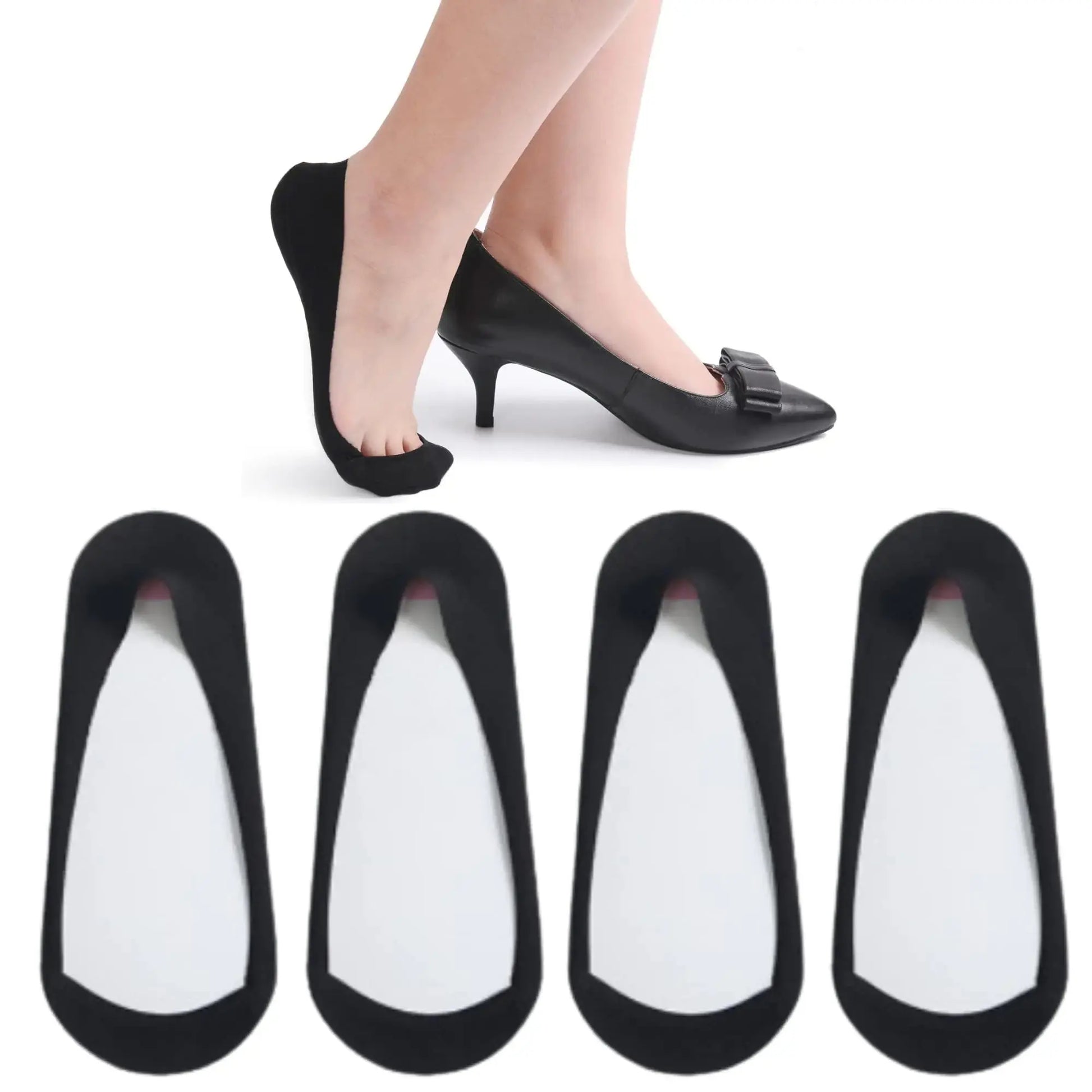 Soxbang Womens TRULY No Show Socks for Flats Heels Non Slip Cotton Ultra Low Cut Liner Socks(4-Black,8-9.5) 8-9.5 4-black