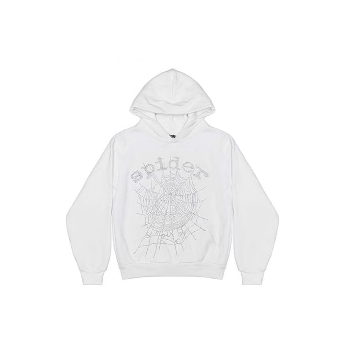 Sp5der OG Rhinestone Logo Hoodie White