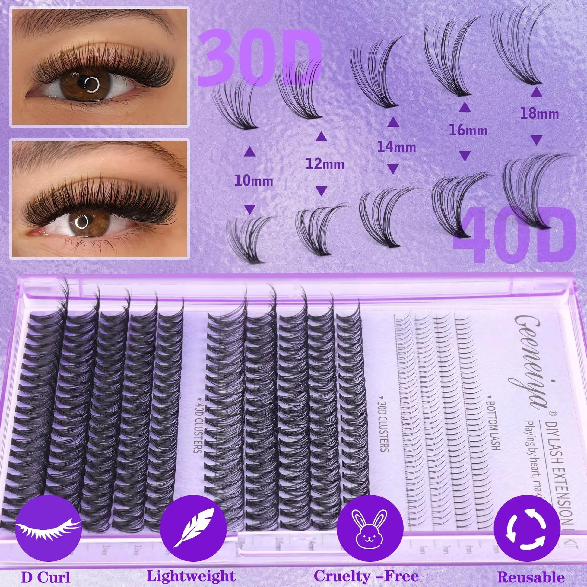 Spiky Wispy Lash Clusters - Bottom Cluster Eyelash Extensions | Natural Clusters Lashes for Women and Girls