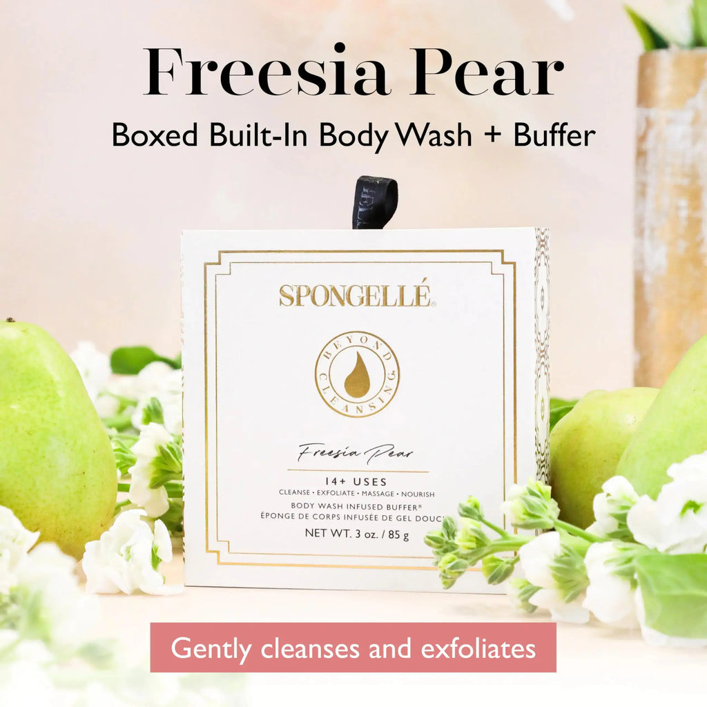 Spongelle Freesia Pear Wild Flower Buffer Body Scrubber - Bath & Shower Loofah for Women