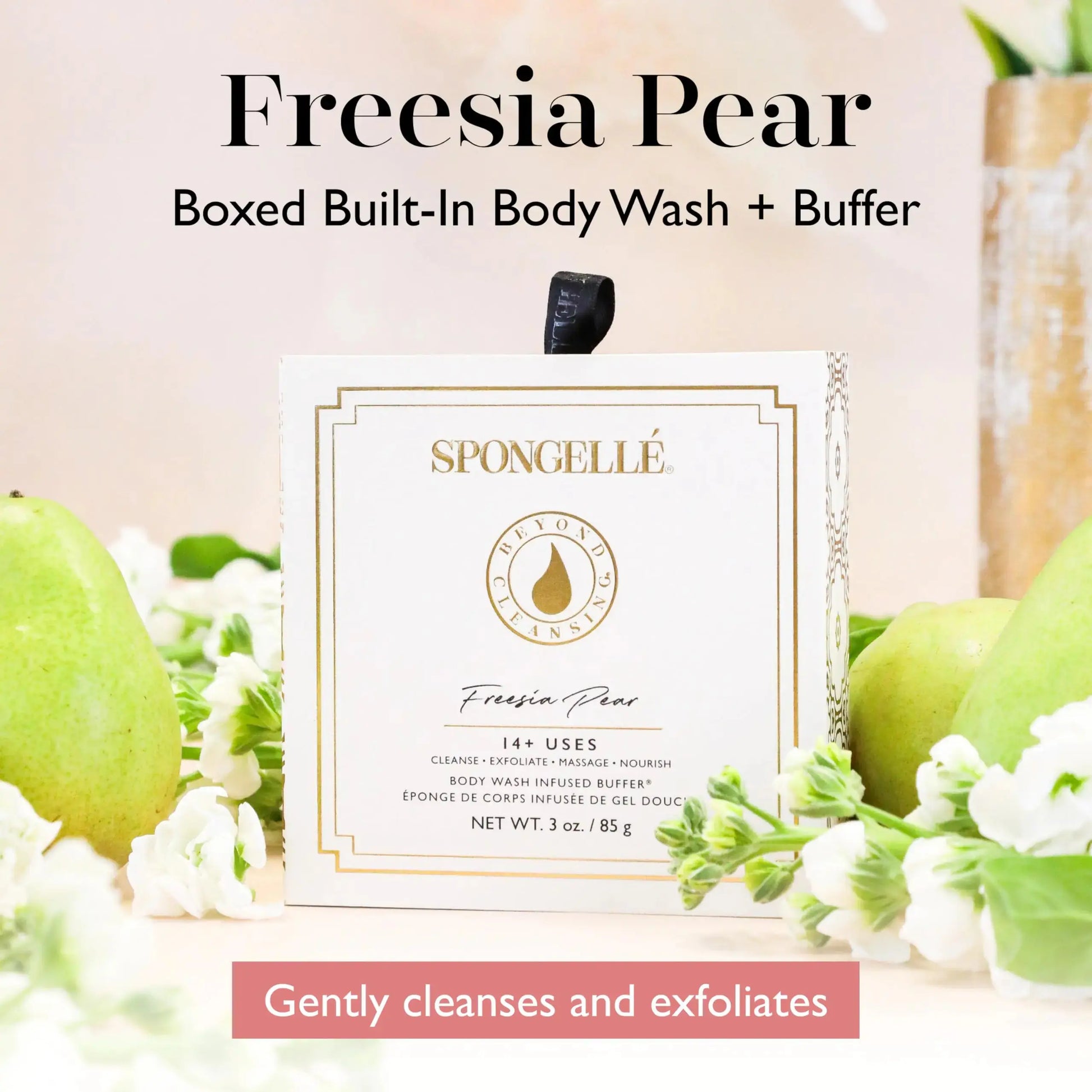 Spongelle Freesia Pear Wild Flower Buffer Body Scrubber - Bath & Shower Loofah for Women