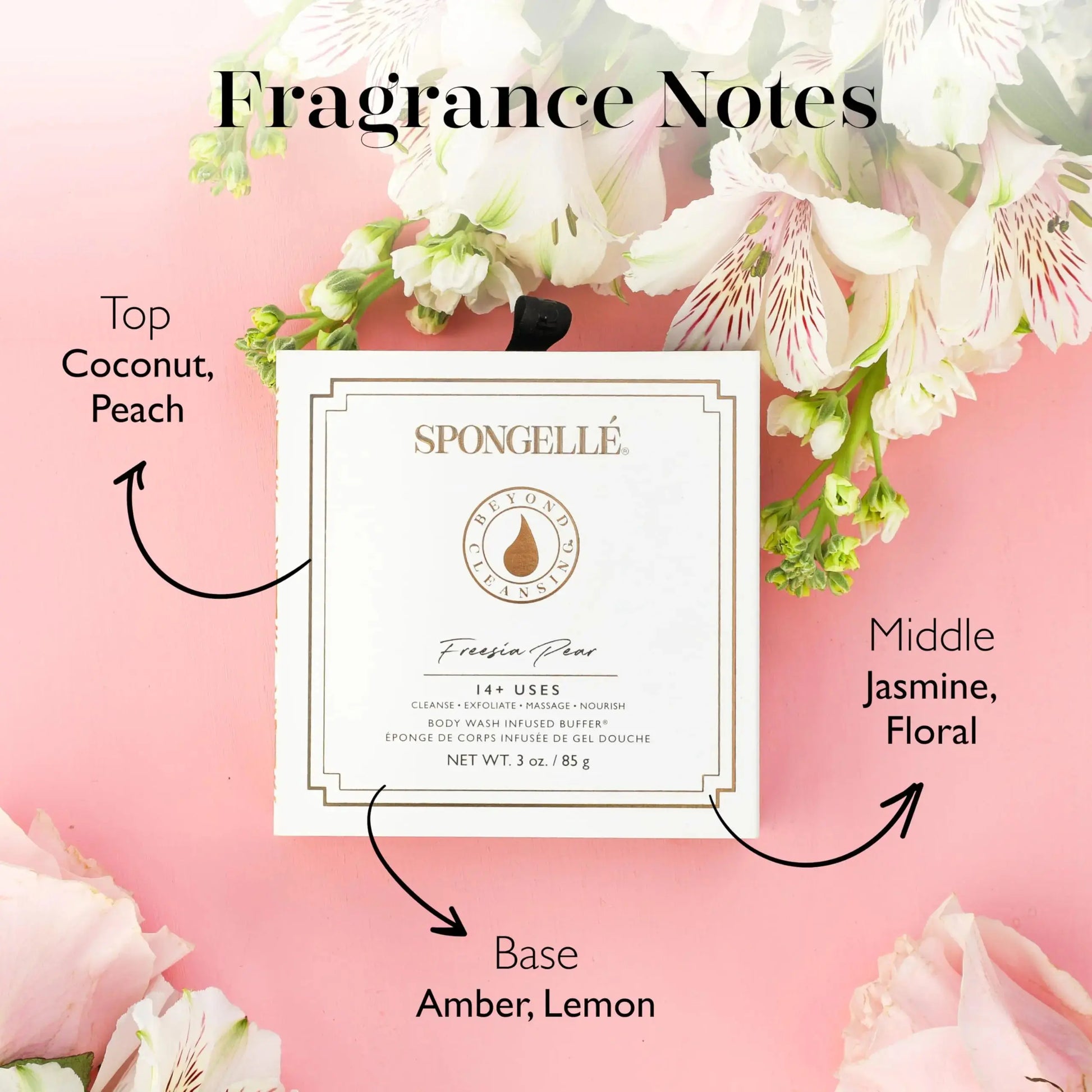Spongelle Freesia Pear Wild Flower Buffer Body Scrubber - Bath & Shower Loofah for Women