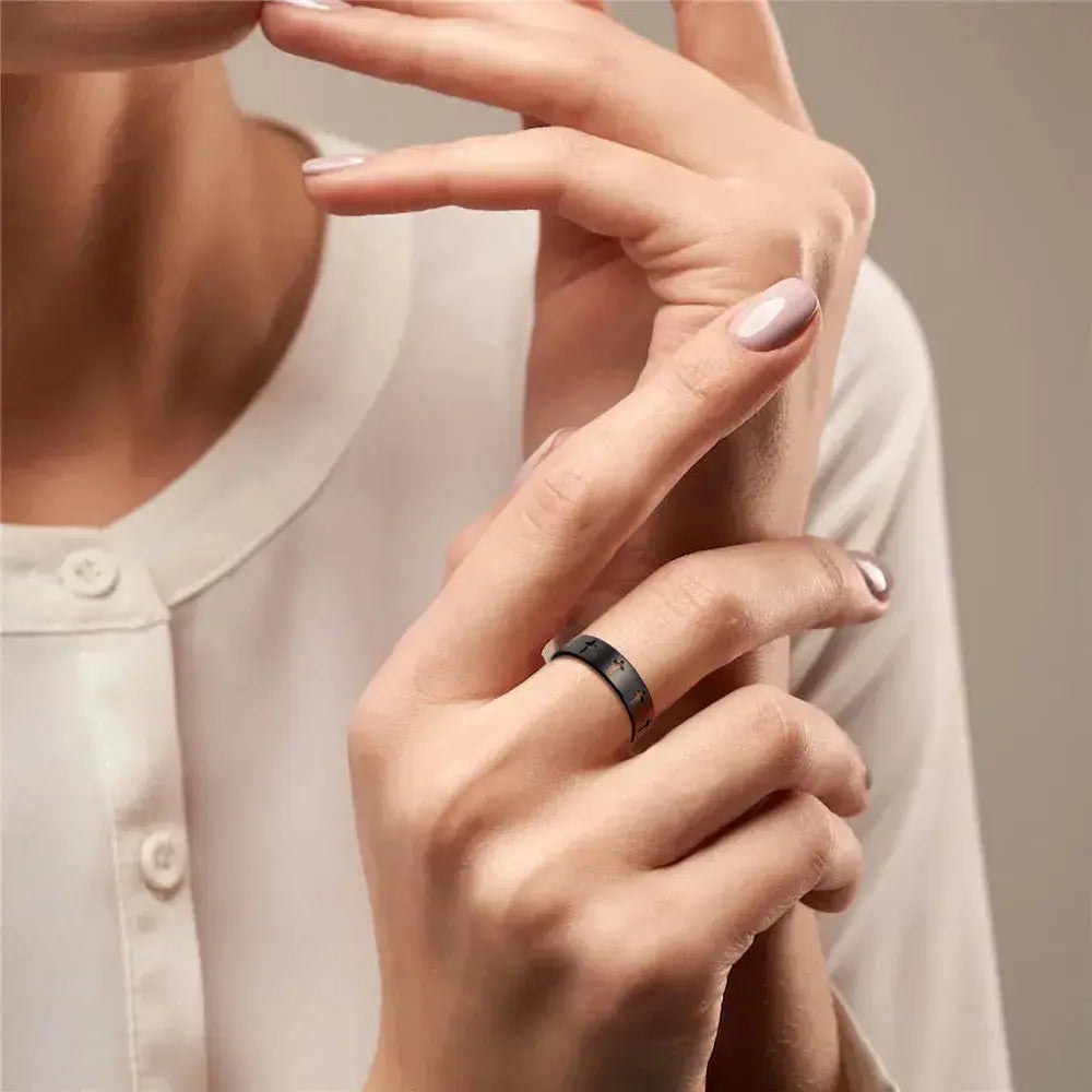 Stainless Steel Black Color Finger Ring For Men and Women