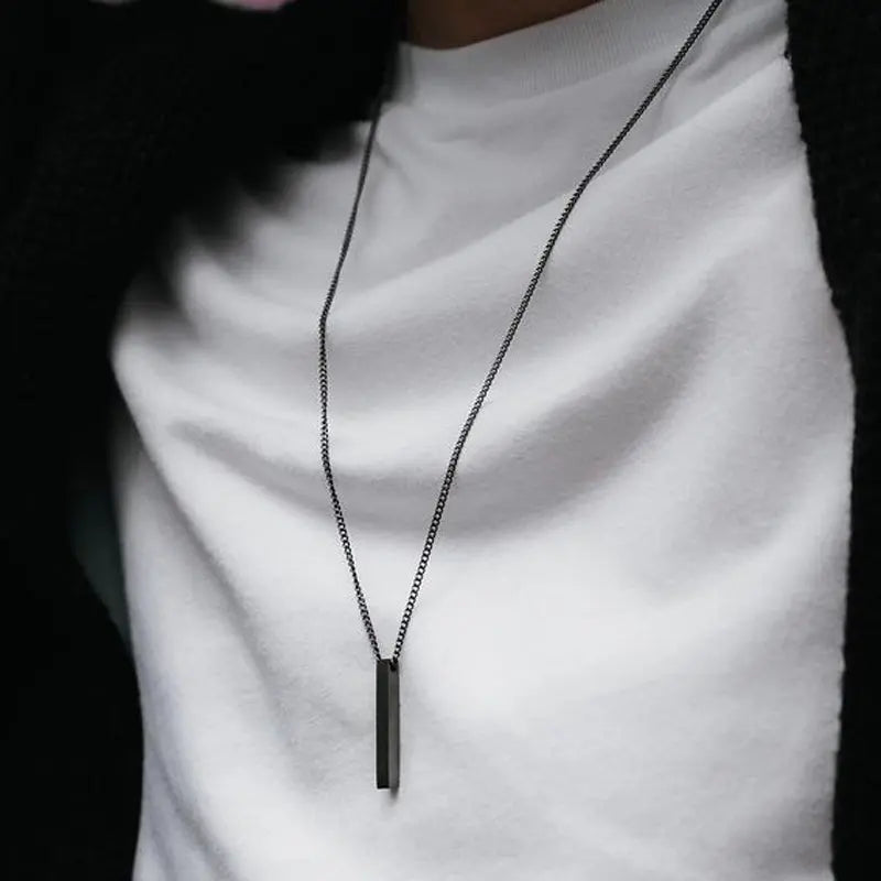 Stainless Steel Rectangle Pendant Necklace