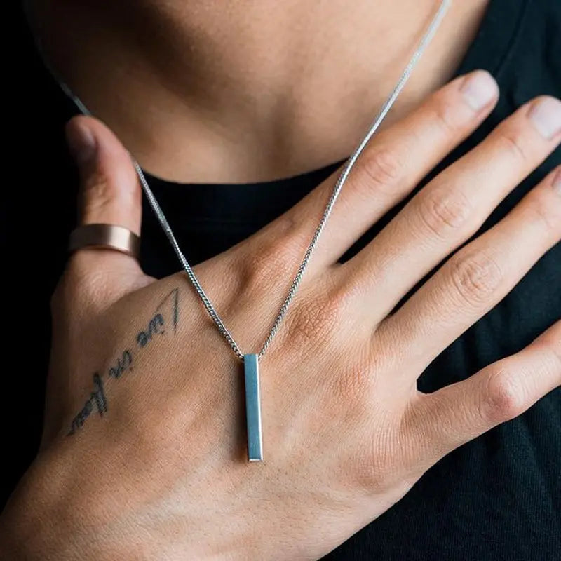 Stainless Steel Rectangle Pendant Necklace