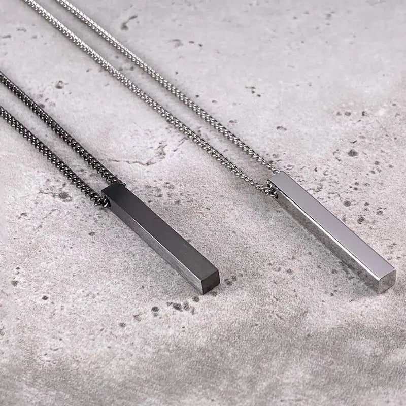 Stainless Steel Rectangle Pendant Necklace