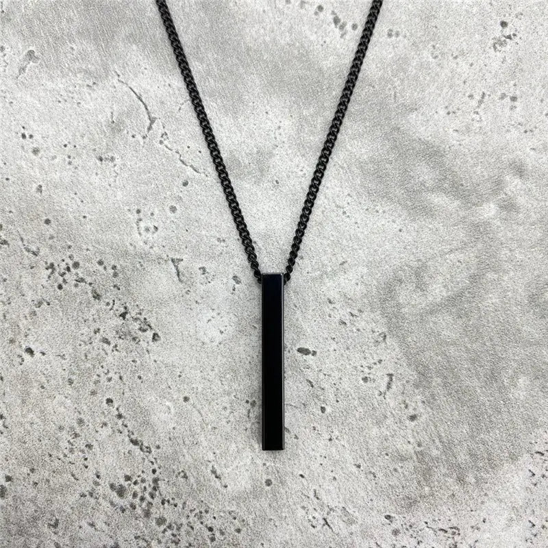 Stainless Steel Rectangle Pendant Necklace