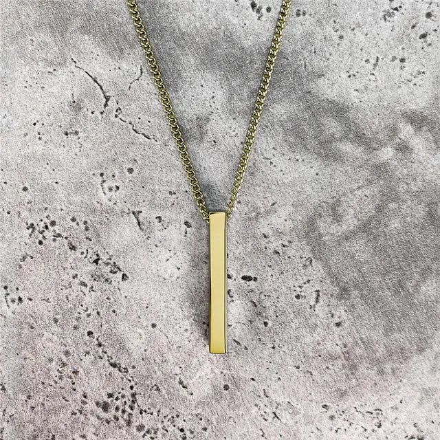 Stainless Steel Rectangle Pendant Necklace