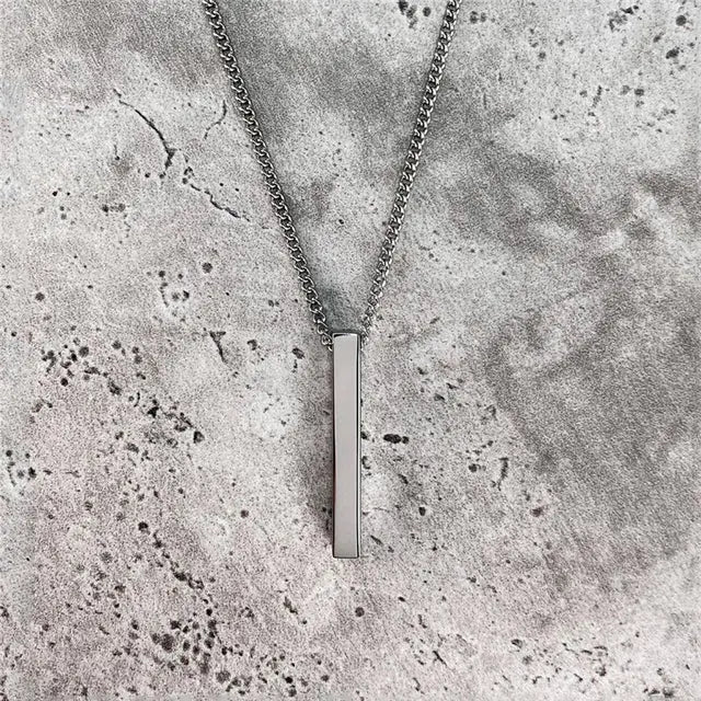Stainless Steel Rectangle Pendant Necklace