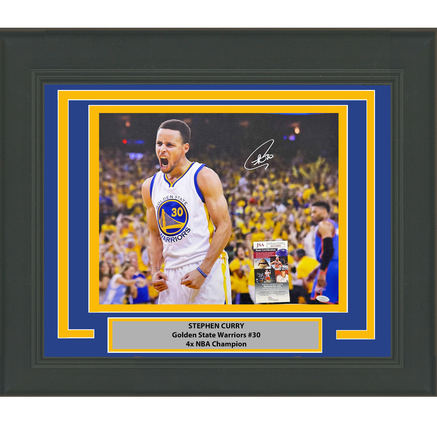 Framed Autographed/Signed Stephen Steph Curry Golden State Warriors 16x20 Basketball Photo JSA COA
