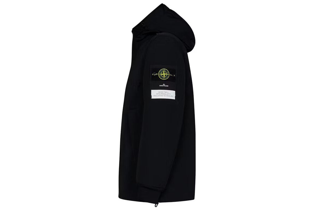 Stone Island Logo Patch Hooded Jacket Black