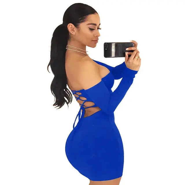 Strapless Backless Long Sleeve Nightclub Dress
