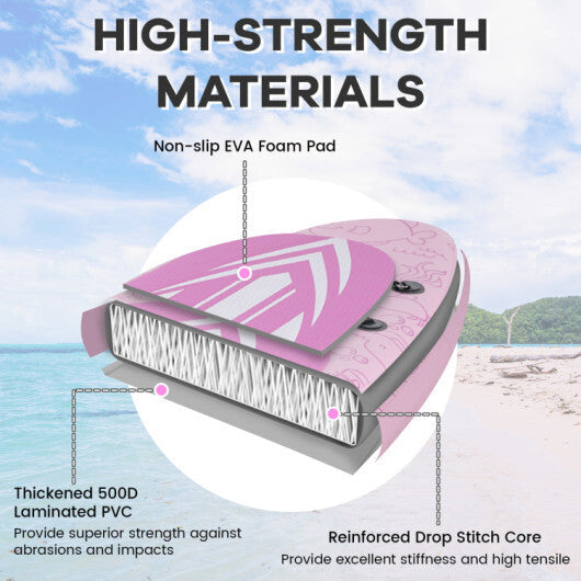 High-Strength Material Inflatable SUP Board with 3 Fins and Accessories