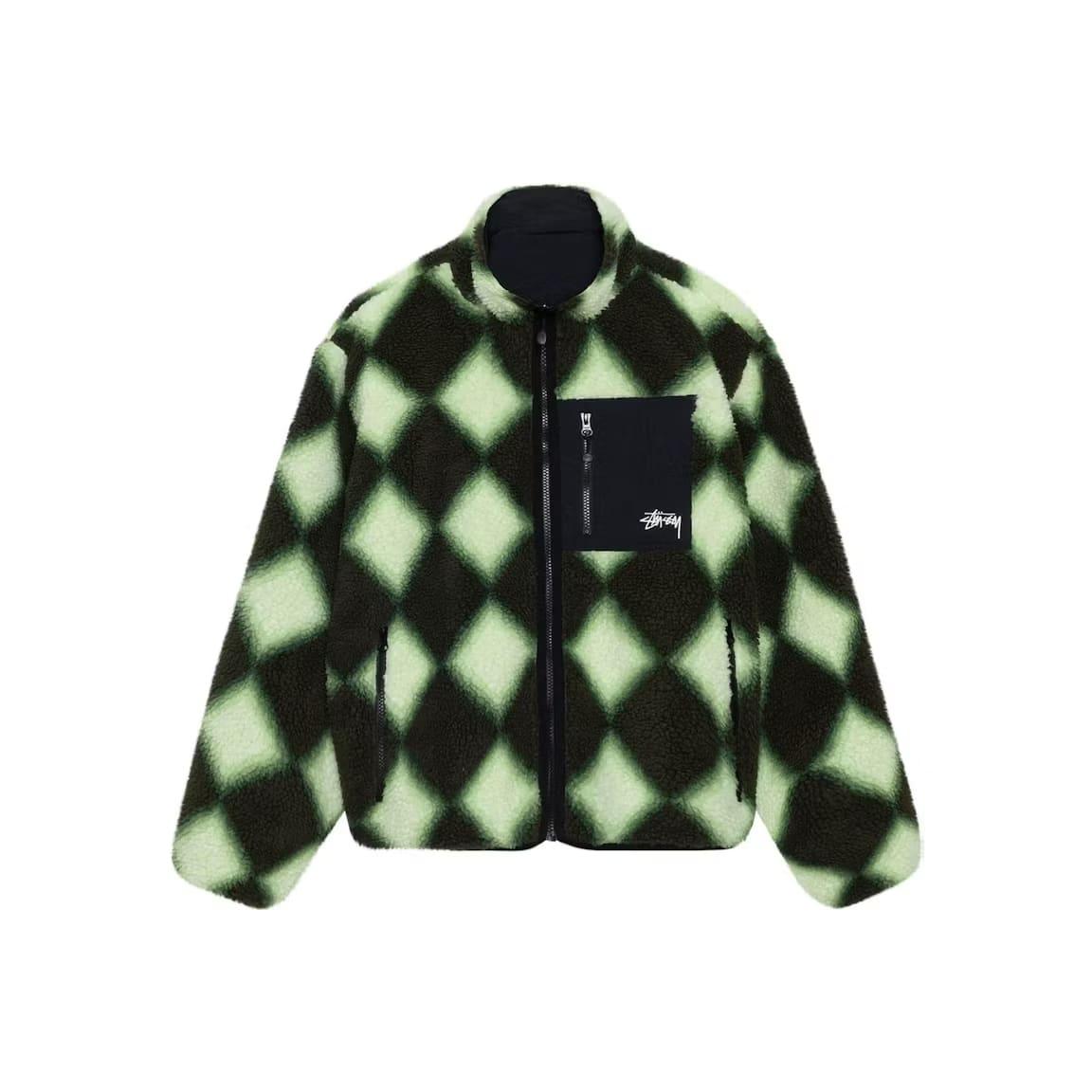 Stussy Sherpa Reversible Diamond Jacket Green