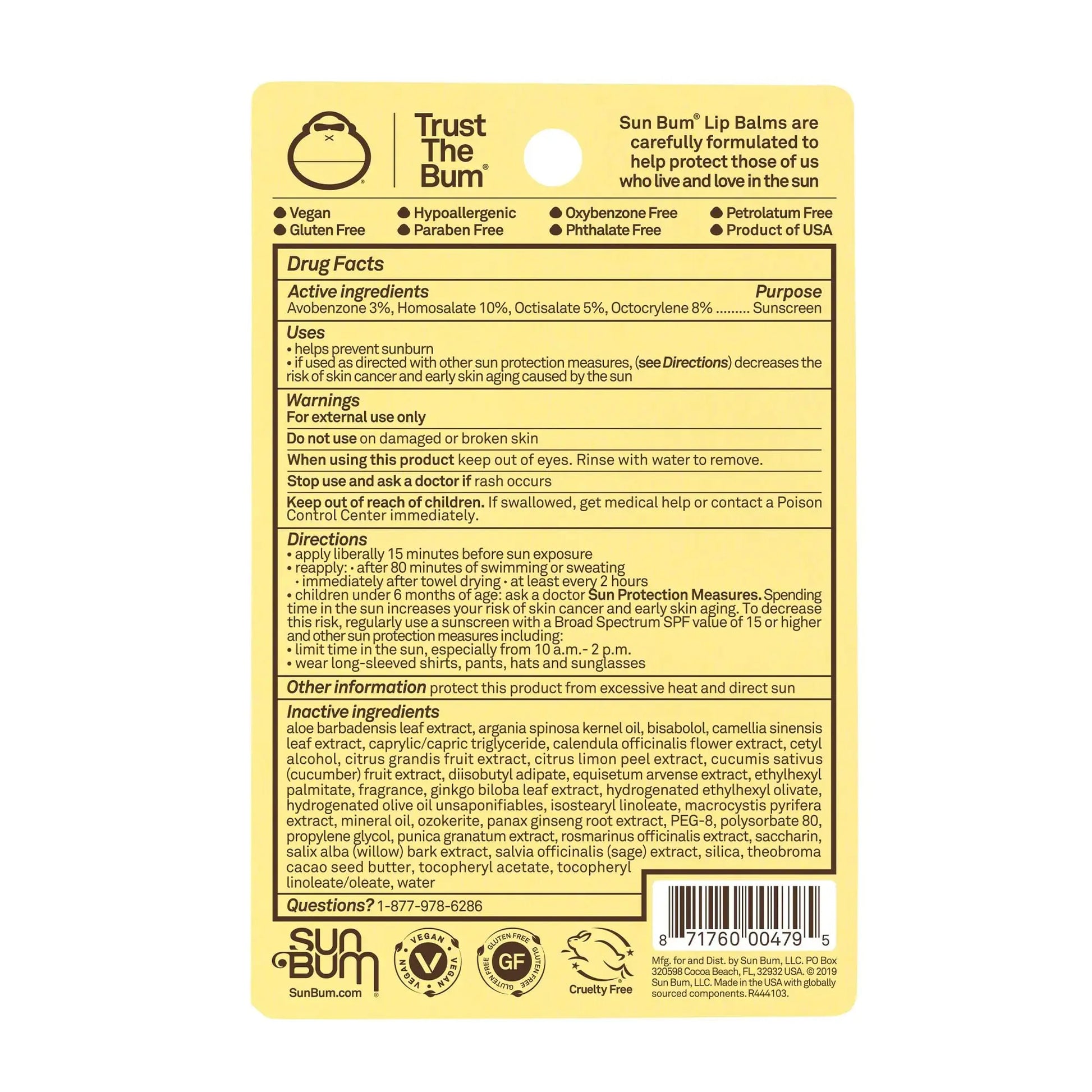 Sun Bum SPF 30 Sunscreen Lip Balm - Vegan, Cruelty-Free Lip Care with Aloe & Vitamin E