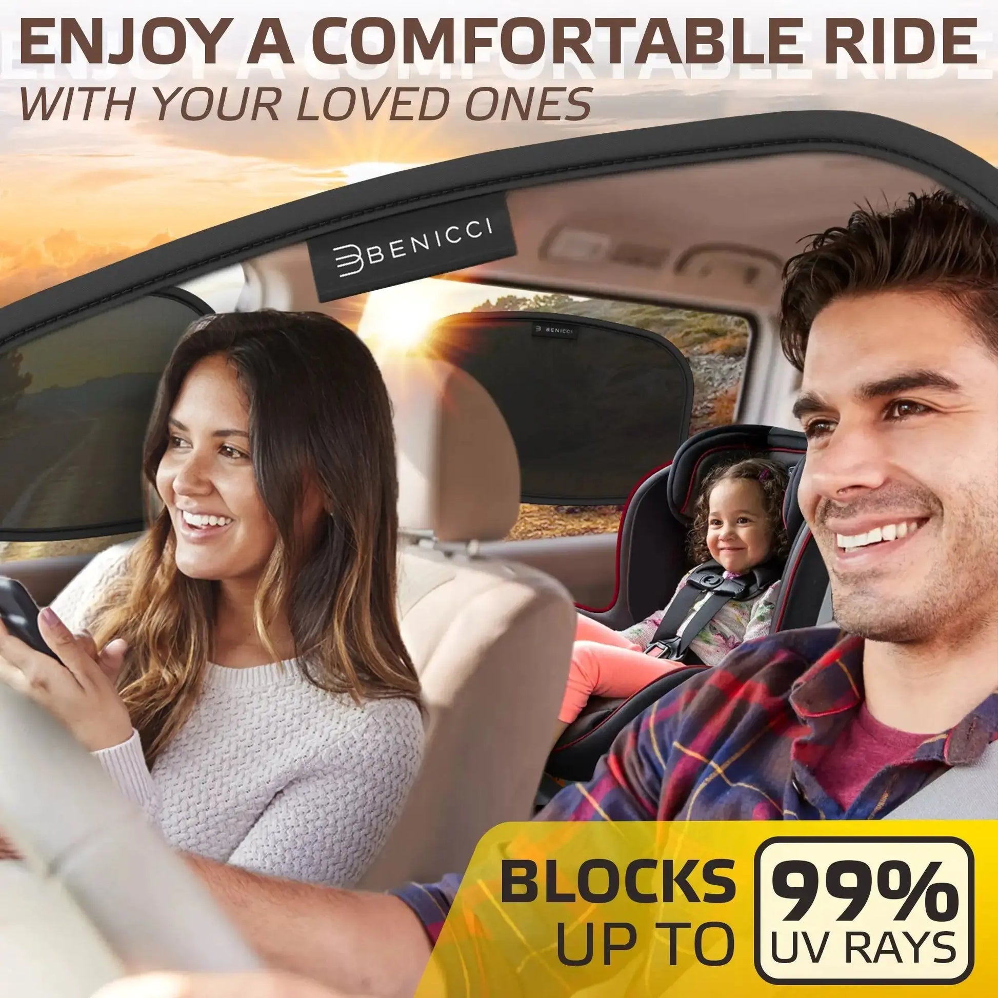SunGuard Car Shade Kit - UV Blocking Set for Family Travel