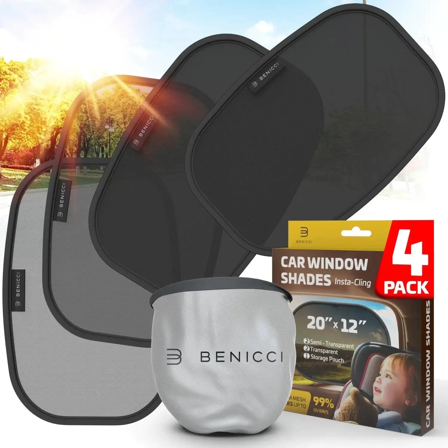 SunGuard Car Shade Kit - UV Blocking Set for Family Travel