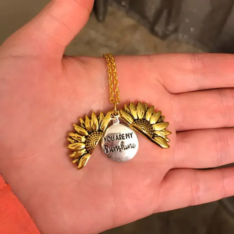 Sunflower Pendant Necklace - Crafted with Stainless Steel and Gold-Plated