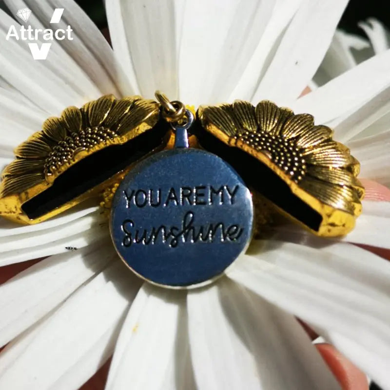 Sunflower Pendant Necklace - Crafted with Stainless Steel and Gold-Plated
