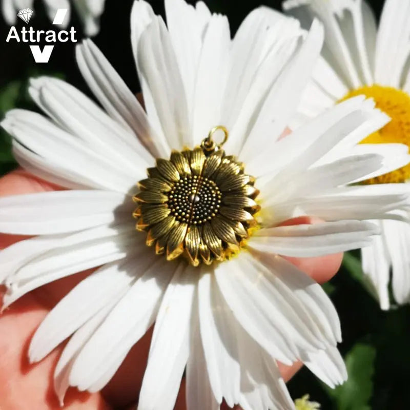 Sunflower Pendant Necklace - Crafted with Stainless Steel and Gold-Plated