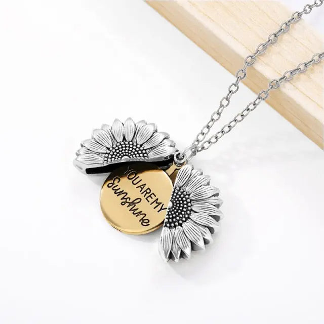 Sunflower Pendant Necklace - Crafted with Stainless Steel and Gold-Plated