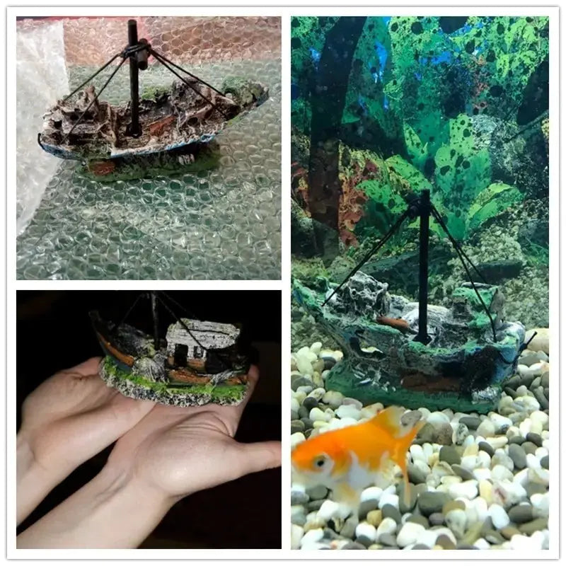 Sunken Pirate Ship Aquarium Decor