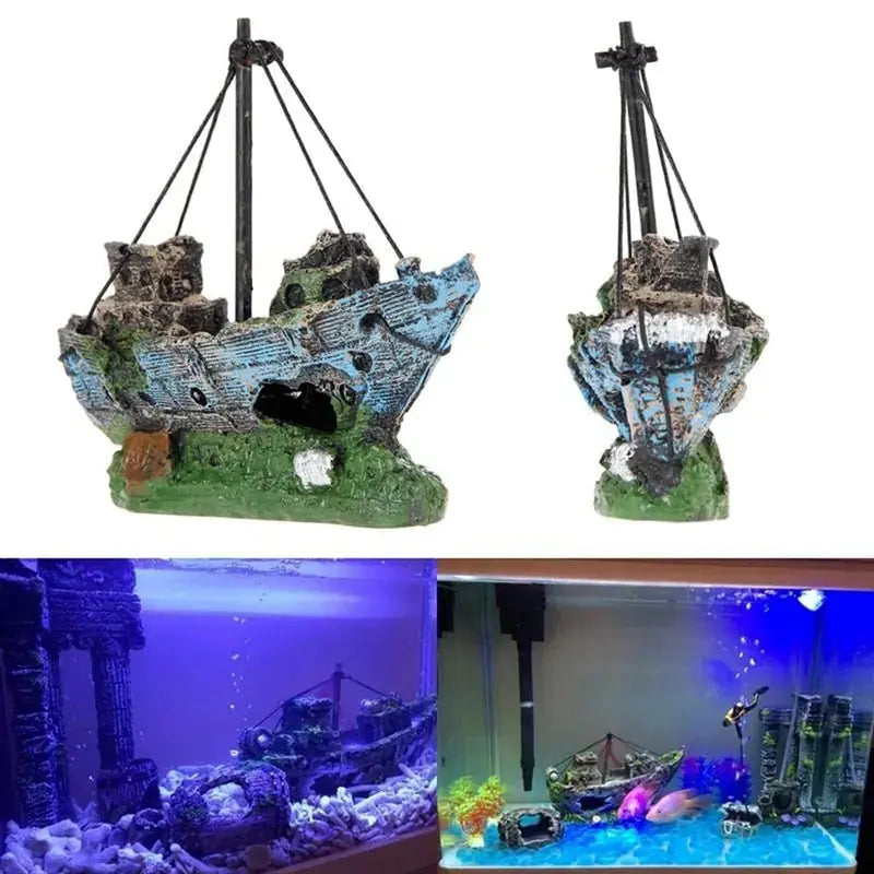Sunken Pirate Ship Aquarium Decor