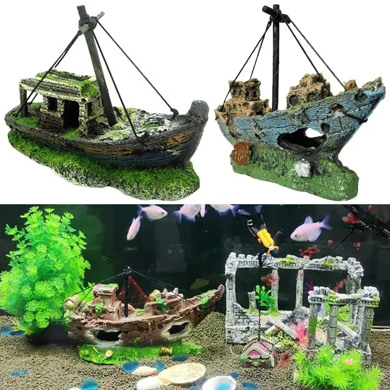 Sunken Pirate Ship Aquarium Decor