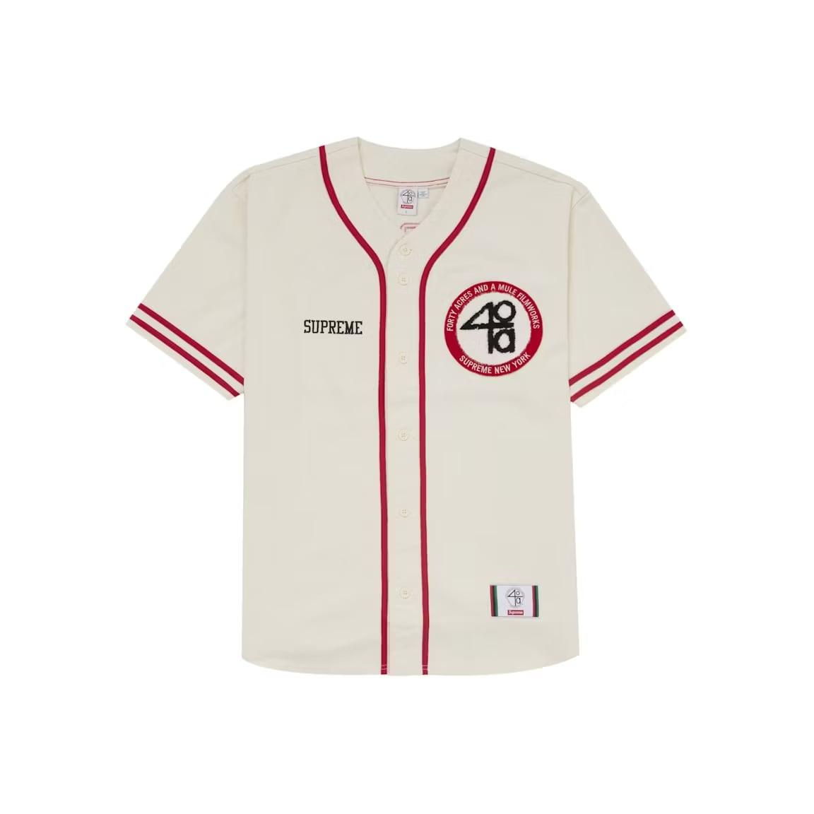 Supreme 40 Acres Twill Baseball Jersey White