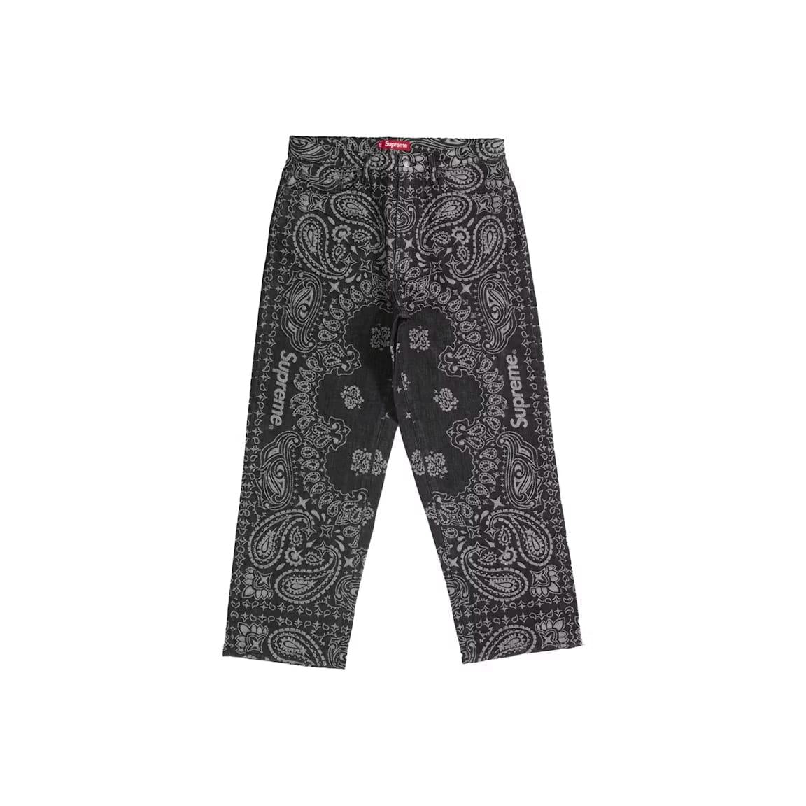 Supreme Bandana Jacquard Baggy Jean Black