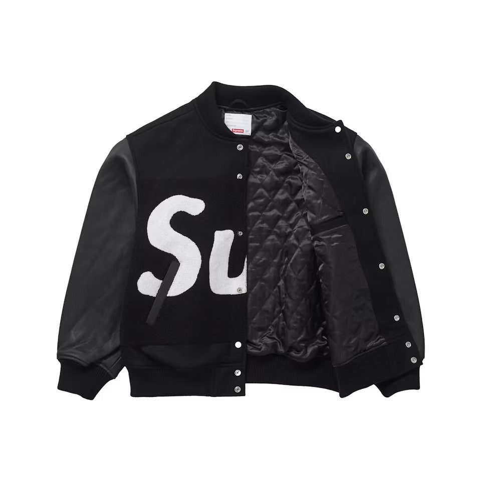 Supreme Big Logo Chenille Varsity Jacket Black