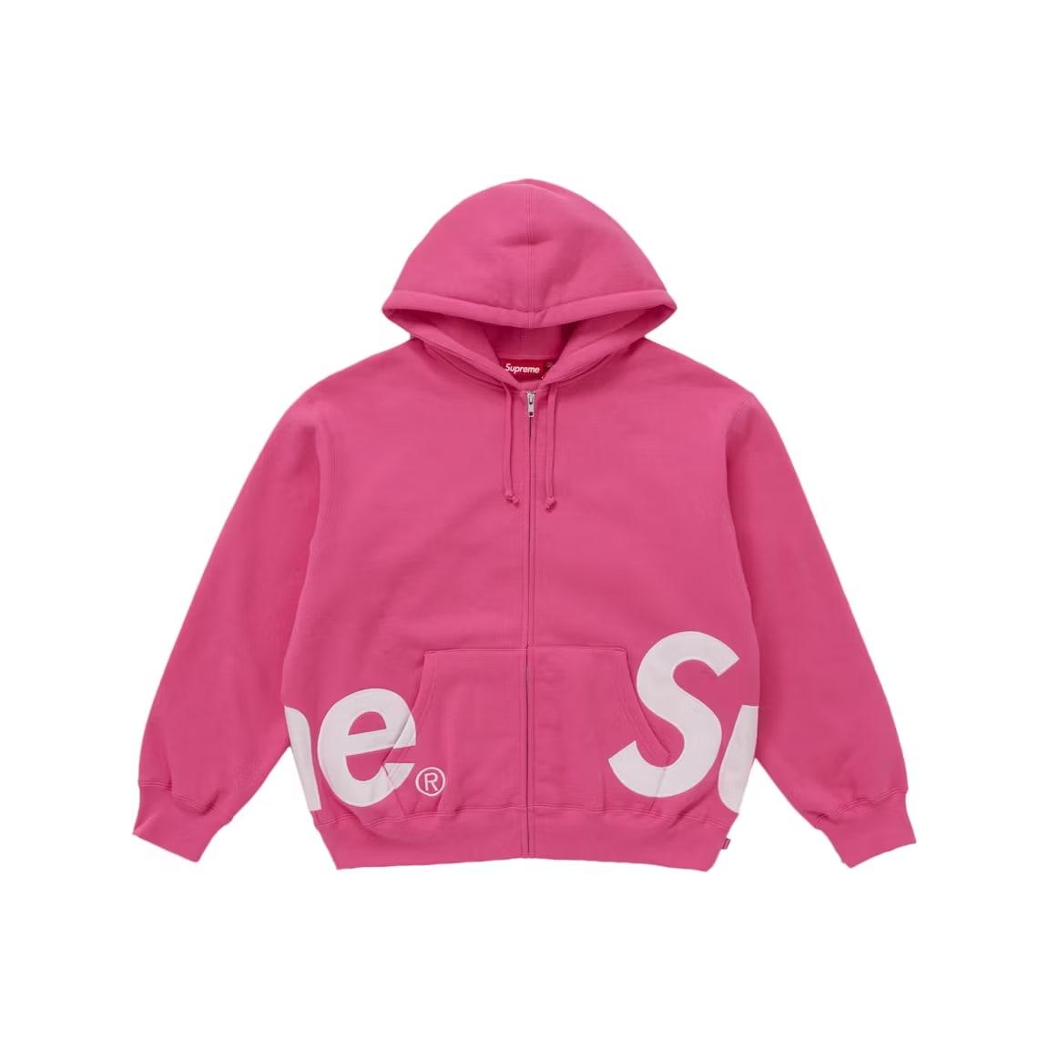 Supreme Big Logo Zip Up Hooded Sweatshirt Magenta