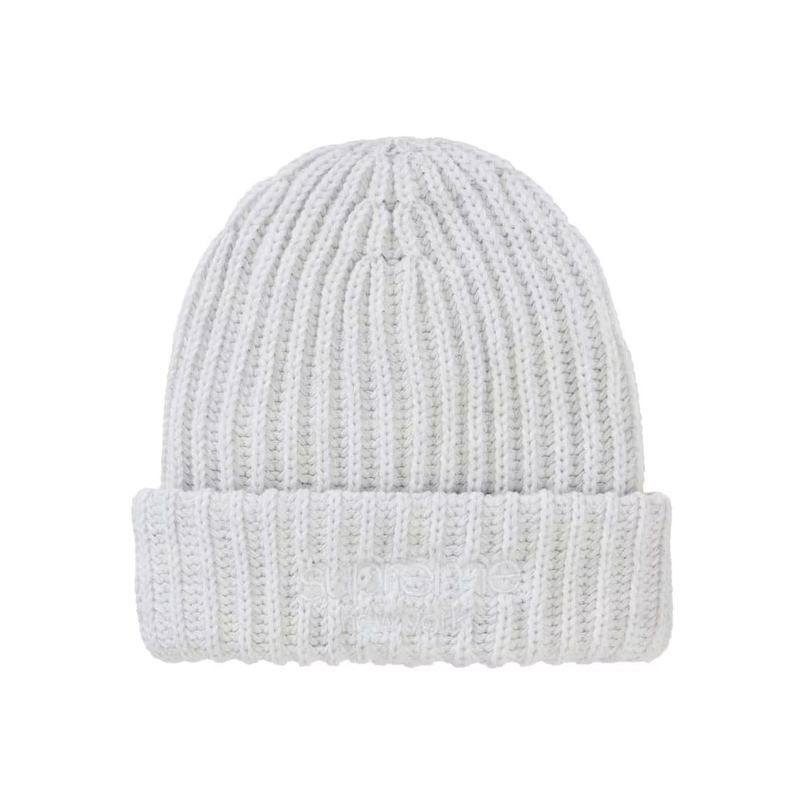 Supreme Chunky Rib Classic Logo Beanie Ash Grey