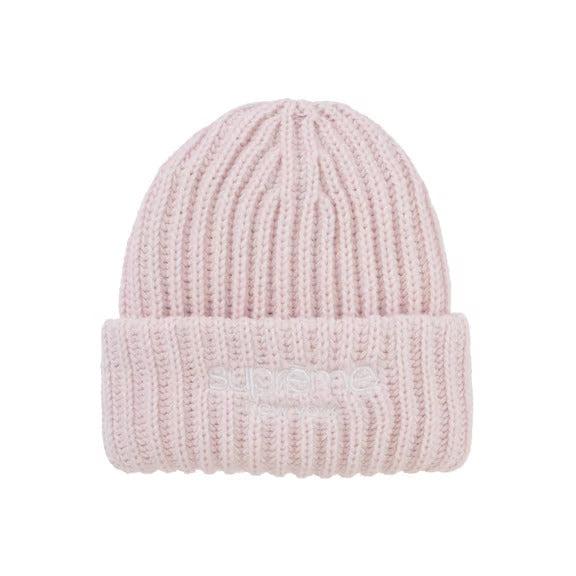 Supreme Classic Logo Chunky Ribbed Beanie (FW24) Light Pink