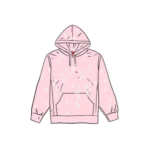 Supreme Embroidered S Hooded Sweatshirt Light Pink