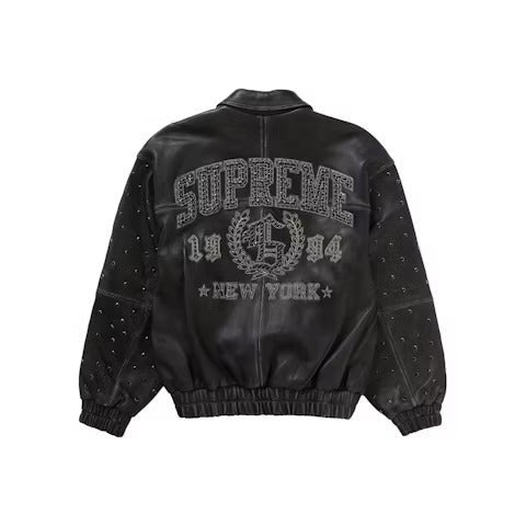 Supreme Gem Studded Leather Jacket Black