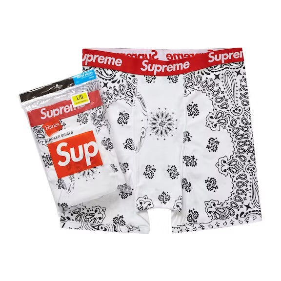 Supreme Hanes Bandana Boxer Briefs (2 Pack) White