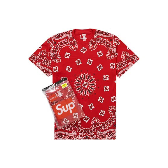 Supreme Hanes Bandana Tagless Tees (2 Pack) Red